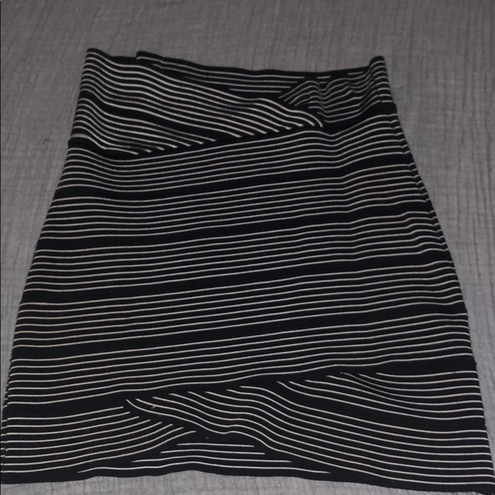 Black and white striped mini skirt